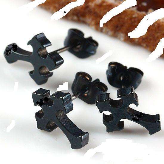 1 x Gothic Punk Black Cross Ear ring ...Hott Deal