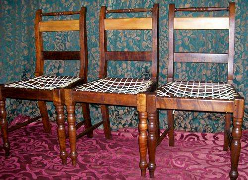 *** Stunning 4 Imbuia & Yellowwood Riempie Chairs ***