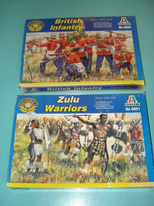Italeri Zulu warriors & british infantry soldiers in zulu war 1897 model kit numbers: 6051 6050 open