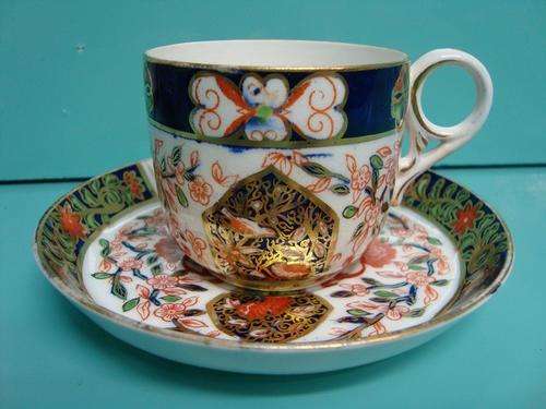 Vintage Antique 1883 Crown Derby Porcelain Imari tea / Coffee cup & saucer duo