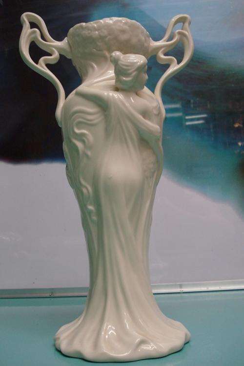 A magnificent German Gifthaus Art Nouveau styled modern flower vase Ivory glaze