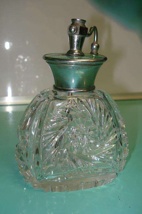 Genuine Magnificent Antique Art Deco Vintage cut crystal glass perfume scent bottle vial