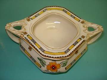 A Stylish Art Deco Grindley handpainted ' Sheraton Ivory Dessert / sauce porcelain serving bowl Boat