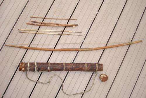 Complete Genuine Kalahari Bushman Quiver Bow and arrow box set with fire sticks and digging tool