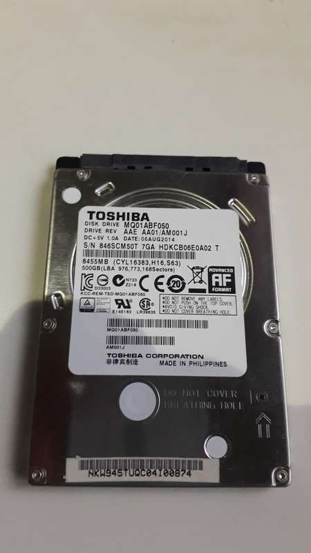 Toshiba Notebook 2.5 inch Hard Drive - 500GB