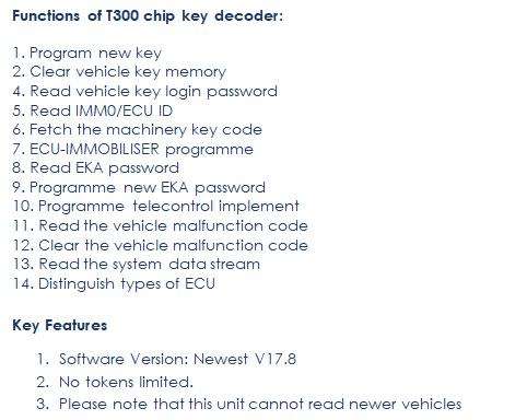 T300 Key Programmer V17.8 Professional Universal Auto Transponder Key Decoder