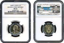 2008 R5, 90th Birthday Mandela Coin Graded by NGC MS-66