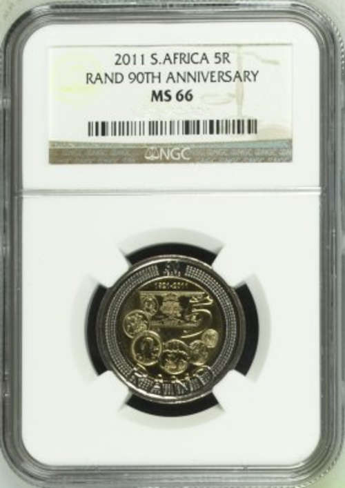 *** 2011 ***   SARB 90TH ANNIVERSARY 5 Rand NGC GRADED