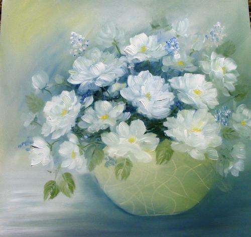 White roses in oil 400mm x 400mm