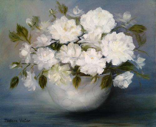 White roses in oil  -  450mm x 380mm
