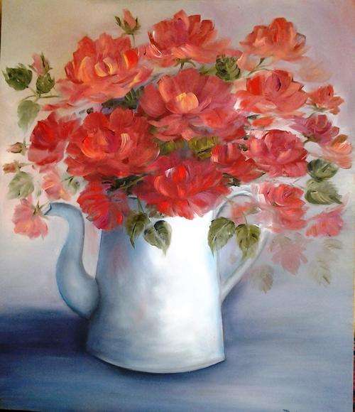 Red roses in oil  -  460mm x 380mm