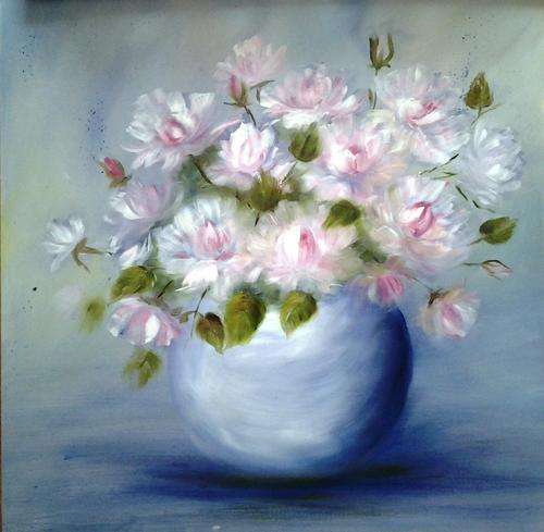 Pink roses in oil  450mm x 450mm