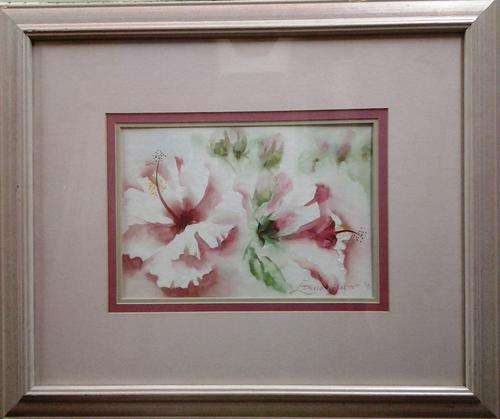 Hibiscus - Watercolour  460 x 560 with frame