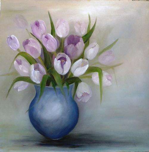 Tulips  in oil  -  450mm x 450mm