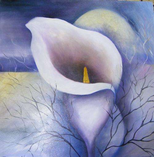 Lily in moonlight  = OIL =  450 x 450