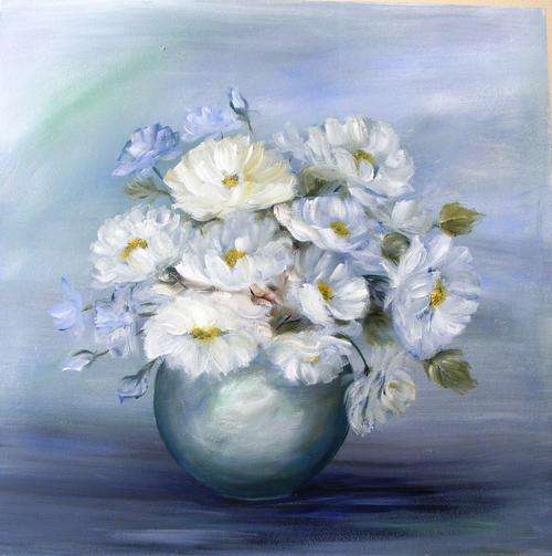 White roses - OIL -  450mm x 450mm