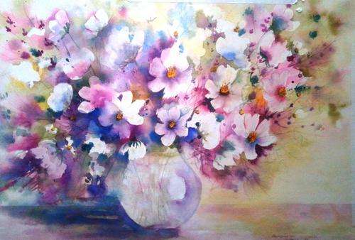 Cosmos in watercolour