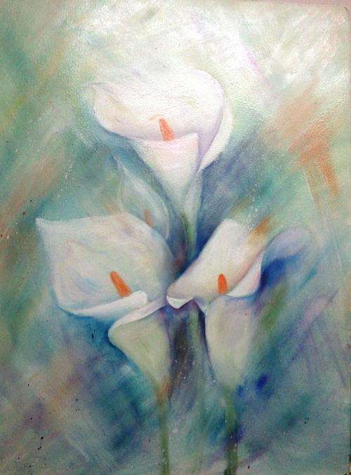 Arum lilies in oil  430 x 340mm