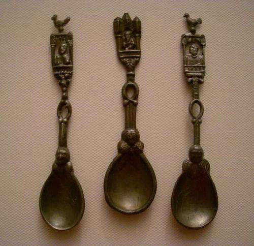 3 Old Dutch Handcrafted Pewter Spoons
