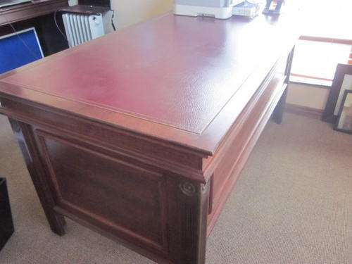 Wetherleys leather insert solid wood desk