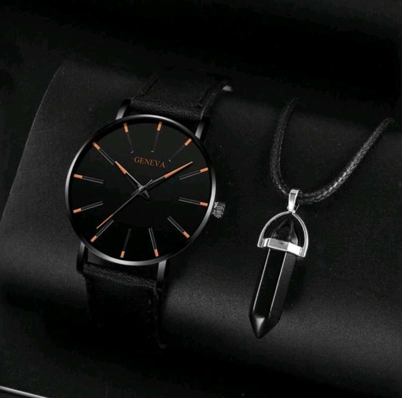 Geneva Analog Watch with FREE Necklace