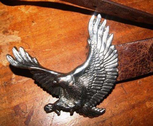 Brown leather belt with Silver Eagle