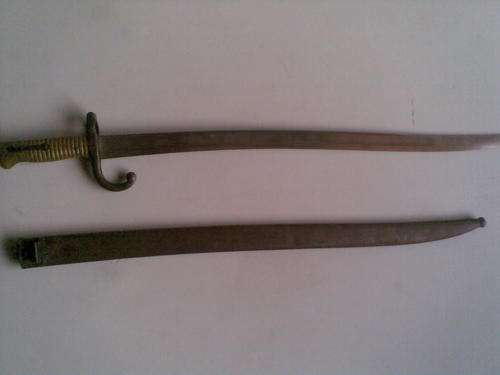 1873 French Bayonet w/scabbard German War w/inscription