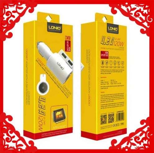 LDNIO  4.2A Dual USB Ports Intelligent Car Charger for (CE/RoHS) ANDROID OR IOS DEVICE