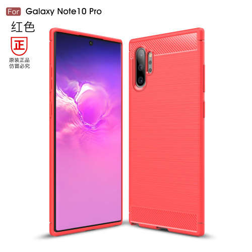 Carbon Fibre Silicone Gel Case Cover For Samsung Note 10+   Note 10 Plus   Note 10 Pro