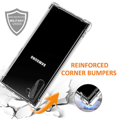 Crystal Clear Slim Protective Cover with Reinforced Corner Bumpers For Samsung Note 10