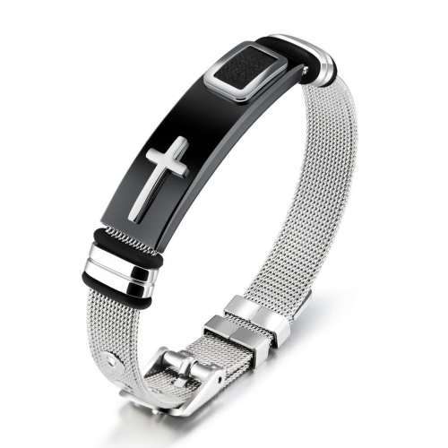 Stylish Unisex Adjustable Bracelet Cross Stainless Steel Mesh Chain Wrist Bracelet ideal Gift