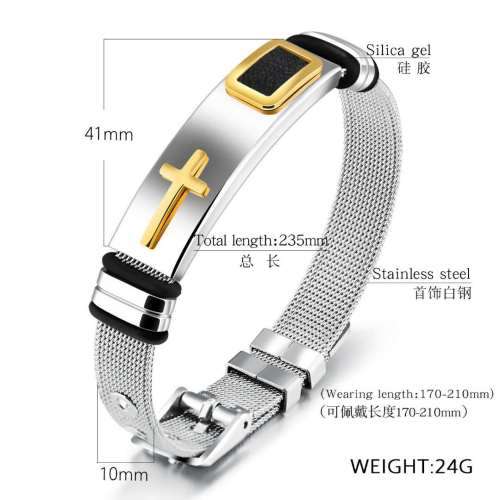 Stylish Unisex Adjustable Bracelet Cross Stainless Steel Mesh Chain Wrist Bracelet ideal Gift
