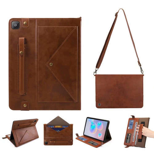 Shoulder Hand Strap Leather Flip Folio Stand Protective Case for Samsung TAB S6 LITE