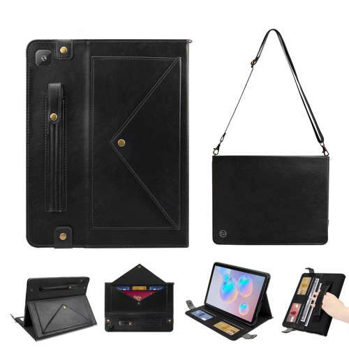 Shoulder Hand Strap Leather Flip Folio Stand Protective Case for Samsung TAB S6 LITE