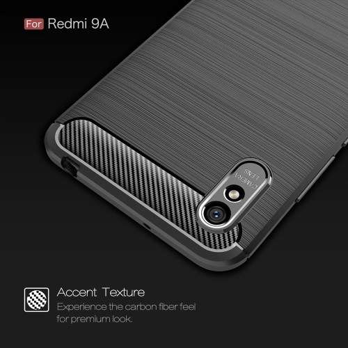 Carbon Fibre TPU Silicone Gel Case Edge Protection Phone Cover For Redmi 9A