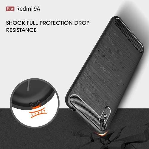 Carbon Fibre TPU Silicone Gel Case Edge Protection Phone Cover For Redmi 9A