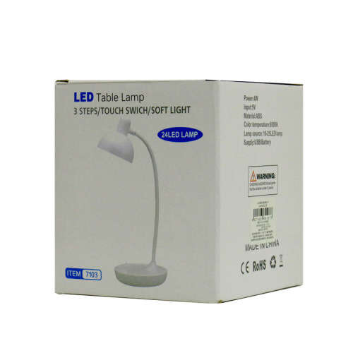 Rechargeable Energy Dimmable LED Desk Lamp for 3 Lighting Modes with 3 Brightness Levels - 24 LED