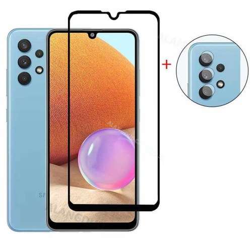 2 in1 Full Curved Tempered Glass with Camera Lens Screen Protector For Samsung A32 5G Edition