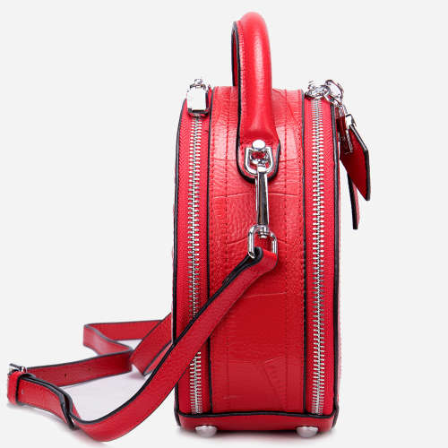 Circular Crossbody Bags for Women, Genuine Leather Ladies Round Handbags