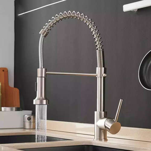 Kitchen faucets single handle single lever pull down sprayer spring litchen sink mixer