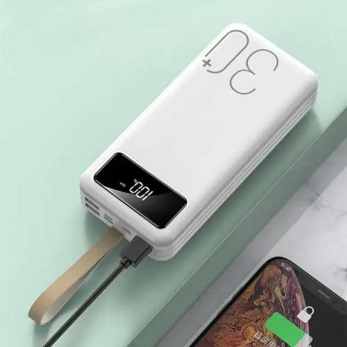 30000mah Powerbank with flash light build in type C micro usb cabe