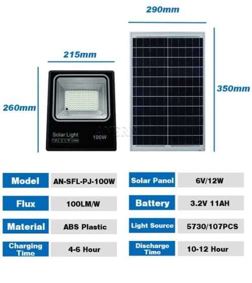 Solar Flood Light 100W with Remote Anern/MTY