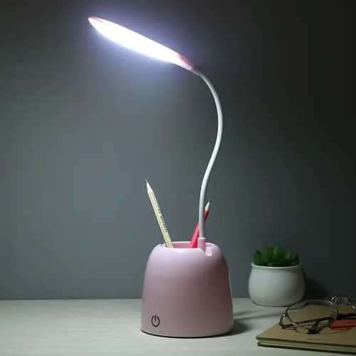 Eye-caring LED desk lamp with pen holder and phone stand