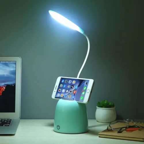 Eye-caring LED desk lamp with pen holder and phone stand