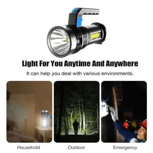 Solar/Rechargeable Multi-Function 1200 Lumens LED Flashlight, with Emergency Strobe Light