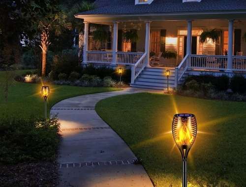 Waterproof Solar Outdoor Lights 96 LED Higher & Larger Flickering Flame Solar Torch Pack of 4 Units
