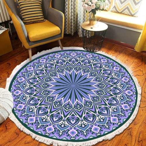 Mandala style round cotton carpet rug round mat 150cm 06
