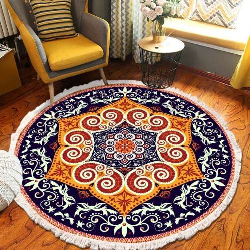 Mandala style round cotton carpet mat 150cm