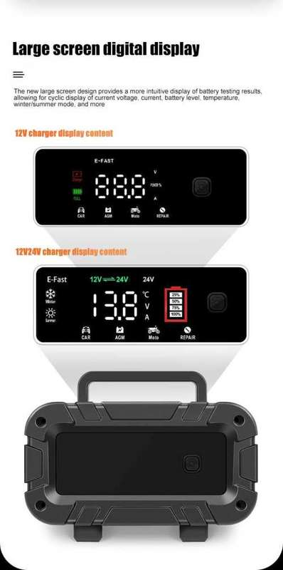 100W 7 stage 12v/24v battery charger