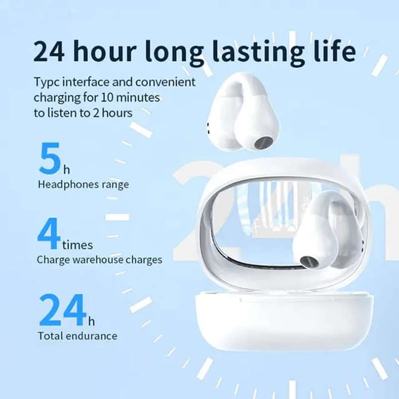Wireless bluetooth earphone open ear clip